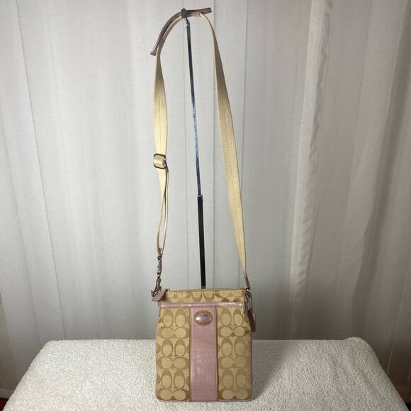 GUC Coach Mauve Pink Heritage Stripe Crossbody